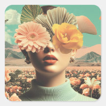 Surreal Female Portrait With Flowers Covering Eyes