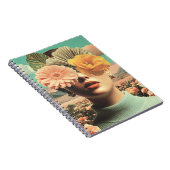 Surreal Female Portrait With Flowers Covering Eyes ノートブック (右側)