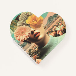 Surreal Female Portrait With Flowers Covering Eyes ノートブック