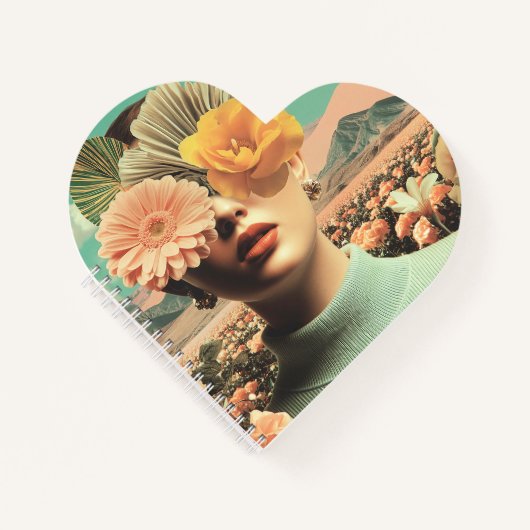 Surreal Female Portrait With Flowers Covering Eyes ノートブック (正面)