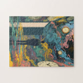 Surreal Figure Room Swirling Clocks Smoke Wall Art ジグソーパズル (横)