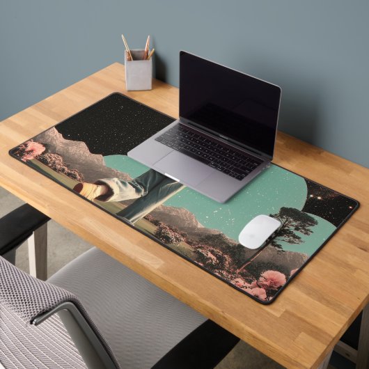 Surreal figure walking into galaxy gateway デスクマット (オフィス2)