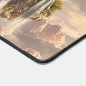 Surreal Floating Cliffs With Waterfalls デスクマット (コーナー)