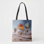 Surreal Floating Cubes And Reflective Sphere トートバッグ (正面)
