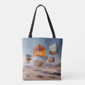 Surreal Floating Cubes And Reflective Sphere トートバッグ (裏面)