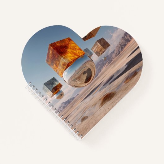 Surreal Floating Cubes And Reflective Sphere ノートブック (正面)