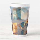 Surreal Floating Cubes And Spheres カフェラテマグ (正面)