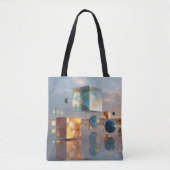 Surreal Floating Cubes And Spheres トートバッグ (正面)