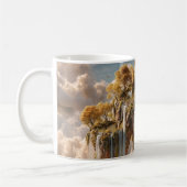 Surreal Floating Islands With Golden Trees コーヒーマグカップ (左)