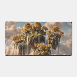 Surreal Floating Islands With Golden Trees デスクマット