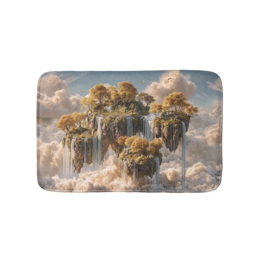 Surreal Floating Islands With Golden Trees バスマット (正面)