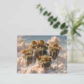 Surreal Floating Islands With Golden Trees ポストカード (スタンド正面)