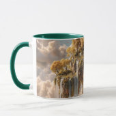 Surreal Floating Islands With Golden Trees マグカップ (左)
