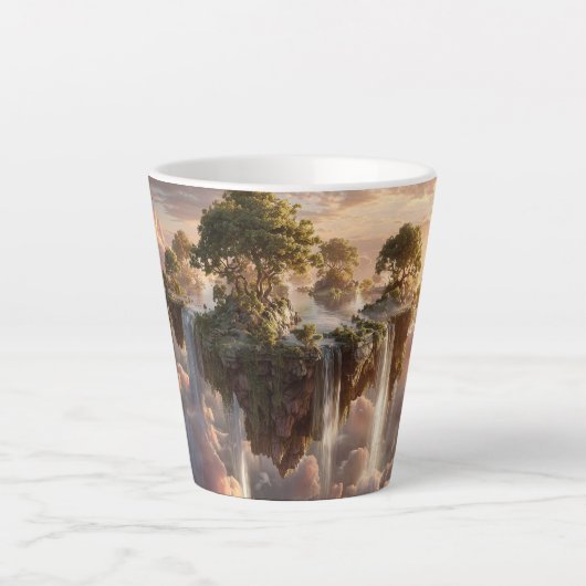 Surreal Floating Islands With Waterfalls カフェラテマグ (正面)