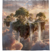 Surreal Floating Islands With Waterfalls シャワーカーテン (正面)