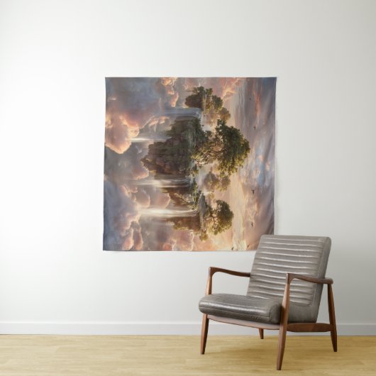 Surreal Floating Islands With Waterfalls タペストリー (インサイチュ(横))