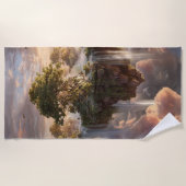 Surreal Floating Islands With Waterfalls ビーチタオル (正面)