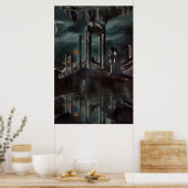 Surreal Floating Ruins Obsidian Pool ポスター (キッチン)