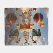 Surreal Floating Spheres And Cubes フリースブランケット (正面(横))