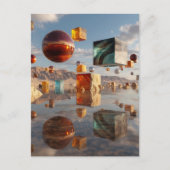 Surreal Floating Spheres And Cubes ポストカード (正面)