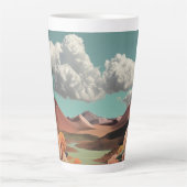 Surreal Floral Mountainscape With Dramatic Clouds カフェラテマグ (正面)