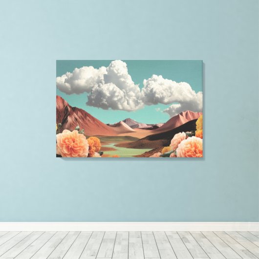 Surreal Floral Mountainscape With Dramatic Clouds キャンバスプリント (インサイチュ (ウッドフロア))