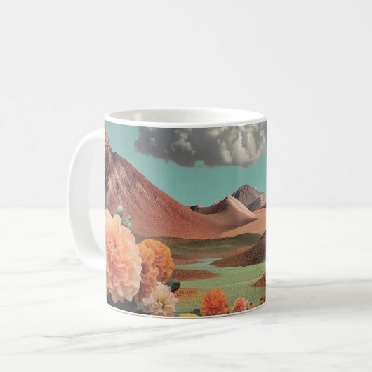 Surreal Floral Mountainscape With Dramatic Clouds コーヒーマグカップ (正面左)
