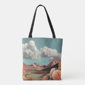 Surreal Floral Mountainscape With Dramatic Clouds トートバッグ (裏面)