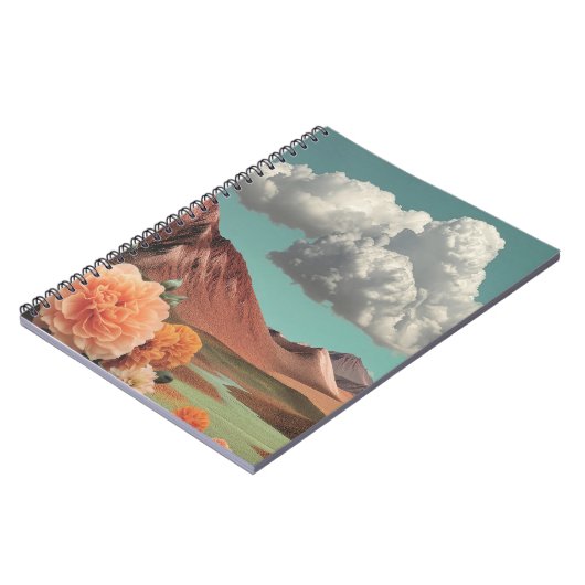 Surreal Floral Mountainscape With Dramatic Clouds ノートブック (左側)