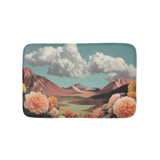 Surreal Floral Mountainscape With Dramatic Clouds バスマット (正面)