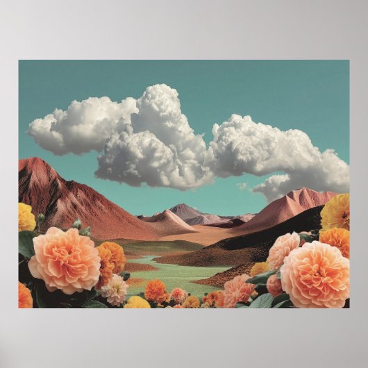Surreal Floral Mountainscape With Dramatic Clouds ポスター (正面)