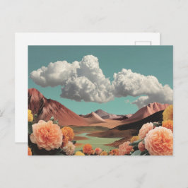 Surreal Floral Mountainscape With Dramatic Clouds ポストカード