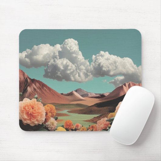 Surreal Floral Mountainscape With Dramatic Clouds マウスパッド (マウス)