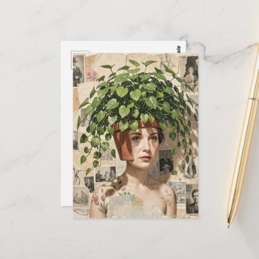 Surreal Flower Pot Woman ポストカード (正面/裏面インサイチュ)