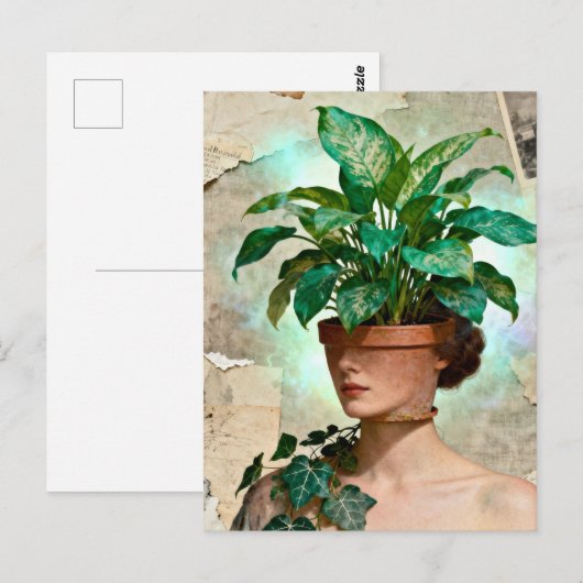 Surreal Flower Pot Woman ポストカード (正面/裏面)
