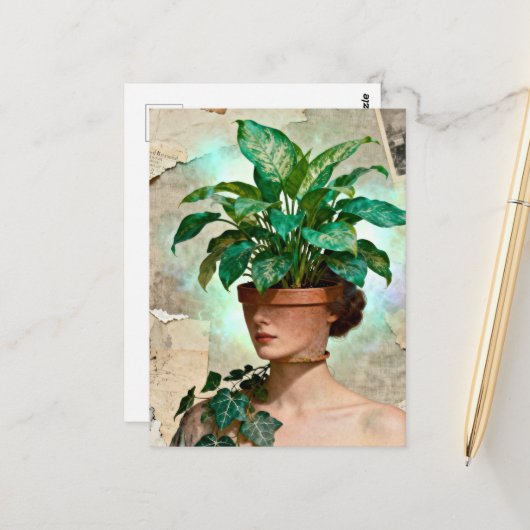 Surreal Flower Pot Woman ポストカード (正面/裏面インサイチュ)