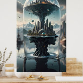 Surreal Futuristic City Under Glass Poster ポスター (キッチン)