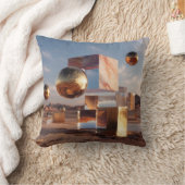 Surreal Geometric Composition With Golden Spheres クッション (ブランケット)