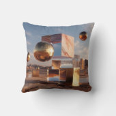 Surreal Geometric Composition With Golden Spheres クッション (裏面)