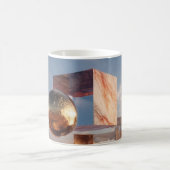 Surreal Geometric Composition With Golden Spheres コーヒーマグカップ (中央)