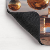 Surreal Geometric Composition With Golden Spheres マウスパッド (コーナー)