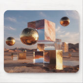 Surreal Geometric Composition With Golden Spheres マウスパッド (正面)