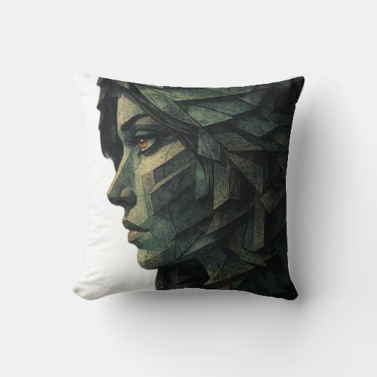 Surreal Geometric Woman Cubist Art クッション (正面)