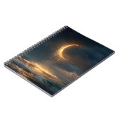 Surreal Golden Crescent Moon Above Ocean ノートブック (左側)