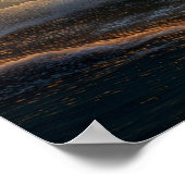 Surreal Golden Crescent Moon Above Ocean ポスター (角)