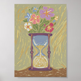 Surreal Hourglass Bouquet Art Modern Growth & Time ポスター
