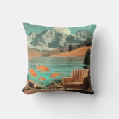 Surreal Interior with Fish and Moonlit Landscape クッション (正面)