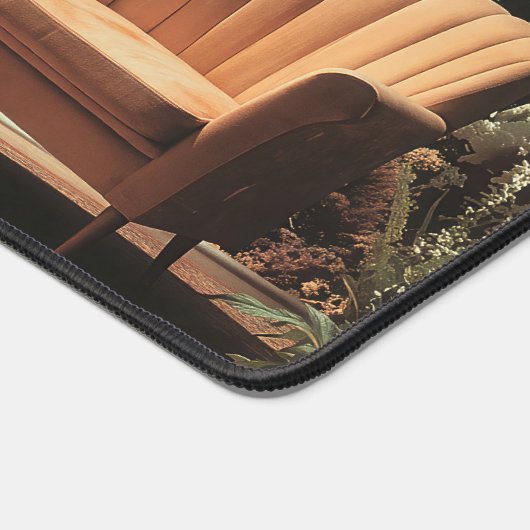 Surreal Interior with Fish and Moonlit Landscape デスクマット (コーナー)