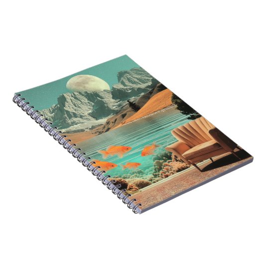 Surreal Interior with Fish and Moonlit Landscape ノートブック (右側)