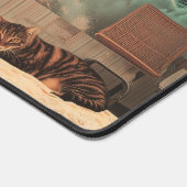 Surreal Interior With Woman and Cat デスクマット (コーナー)